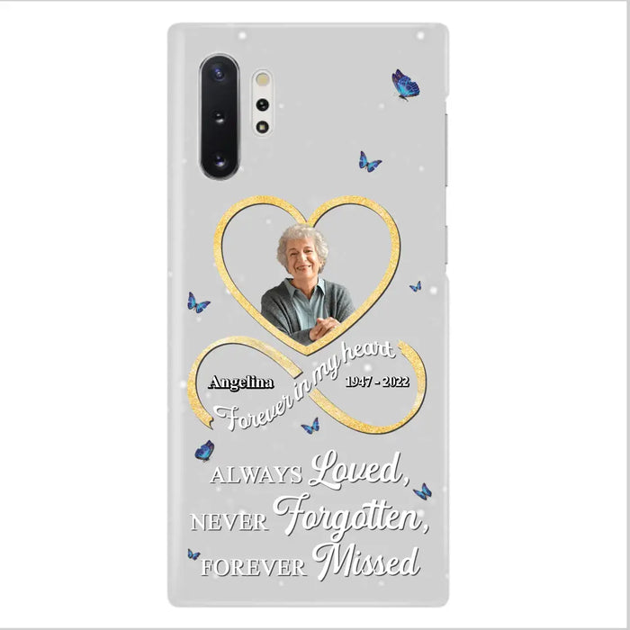 Custom Personalized Memorial Wing Heart Phone Case - Memorial Gift Idea For Family - Case For iPhone/Samsung - Always Loved Never Forgotten Forever Missed