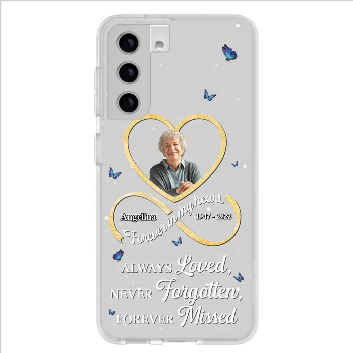 Custom Personalized Memorial Wing Heart Phone Case - Memorial Gift Idea For Family - Case For iPhone/Samsung - Always Loved Never Forgotten Forever Missed