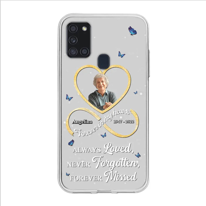 Custom Personalized Memorial Wing Heart Phone Case - Memorial Gift Idea For Family - Case For iPhone/Samsung - Always Loved Never Forgotten Forever Missed