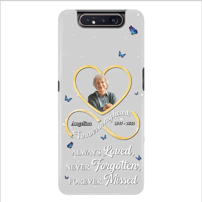 Custom Personalized Memorial Wing Heart Phone Case - Memorial Gift Idea For Family - Case For iPhone/Samsung - Always Loved Never Forgotten Forever Missed