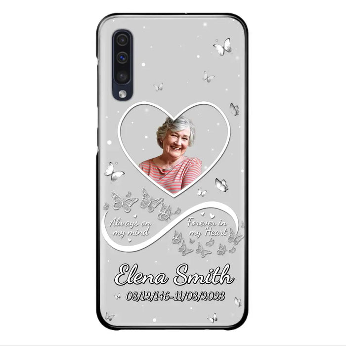 Custom Personalized Memorial Heart Phone Case - Memorial Gift Idea For Family - Upload Photo - Case For iPhone/Samsung - Always On My Mind Forever In My Heart