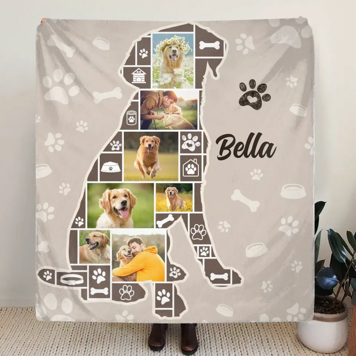 Custom Personalized Dog Photo Quilt/Single Layer Fleece Blanket - Gift Idea for Dog Lovers