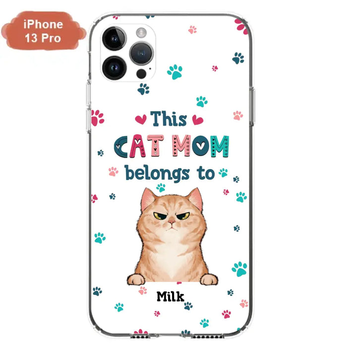 Custom Personalized Cat Phone Case For iPhone And Samsung - Gift Idea For Cat Lover - Up to 6 Cats - This Cat Mom Belongs To