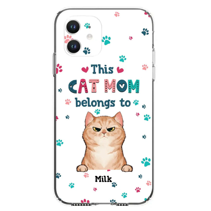 Custom Personalized Cat Phone Case For iPhone And Samsung - Gift Idea For Cat Lover - Up to 6 Cats - This Cat Mom Belongs To