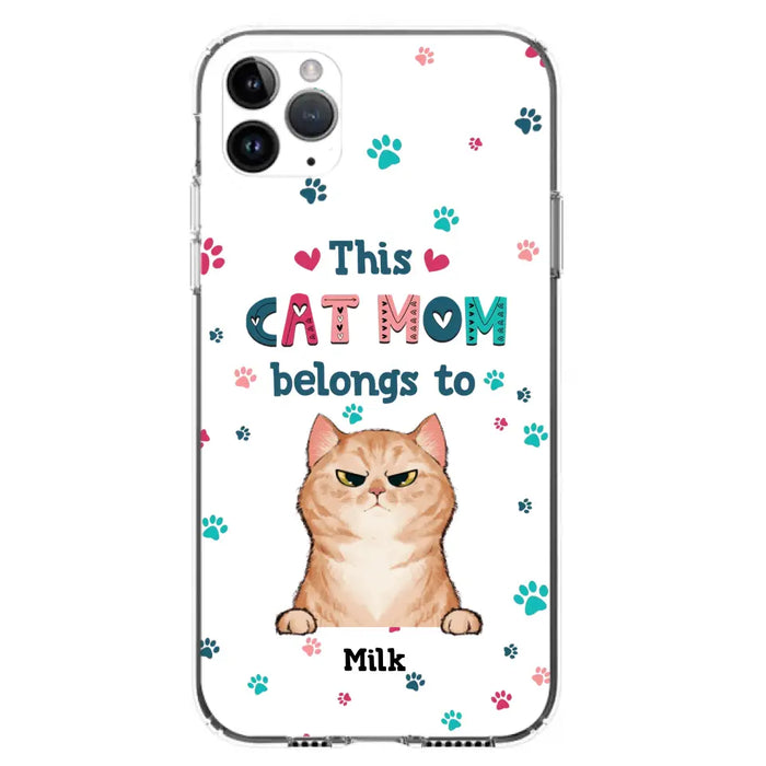 Custom Personalized Cat Phone Case For iPhone And Samsung - Gift Idea For Cat Lover - Up to 6 Cats - This Cat Mom Belongs To