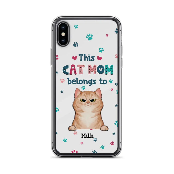 Custom Personalized Cat Phone Case For iPhone And Samsung - Gift Idea For Cat Lover - Up to 6 Cats - This Cat Mom Belongs To