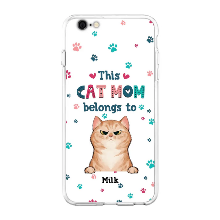 Custom Personalized Cat Phone Case For iPhone And Samsung - Gift Idea For Cat Lover - Up to 6 Cats - This Cat Mom Belongs To