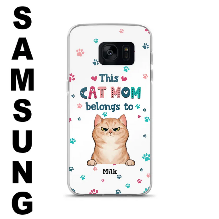 Custom Personalized Cat Phone Case For iPhone And Samsung - Gift Idea For Cat Lover - Up to 6 Cats - This Cat Mom Belongs To