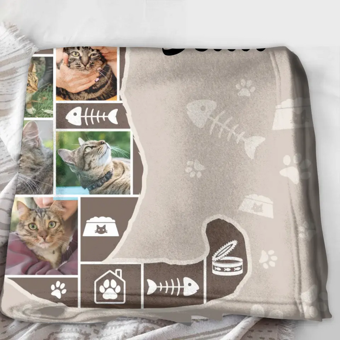 Custom Personalized Cat Photo Quilt/Single Layer Fleece Blanket - Gift Idea for Cat Lovers