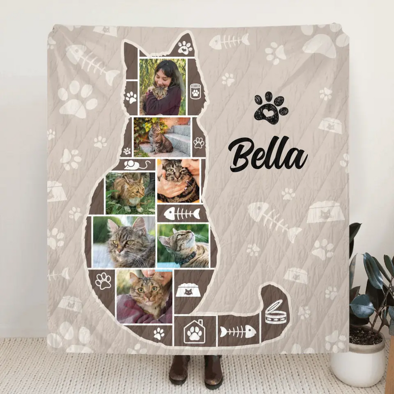 Personalized Cat Photo Fleece Throw Blanket & Quilt - Upload Photo - Gift Idea for Cat Lovers