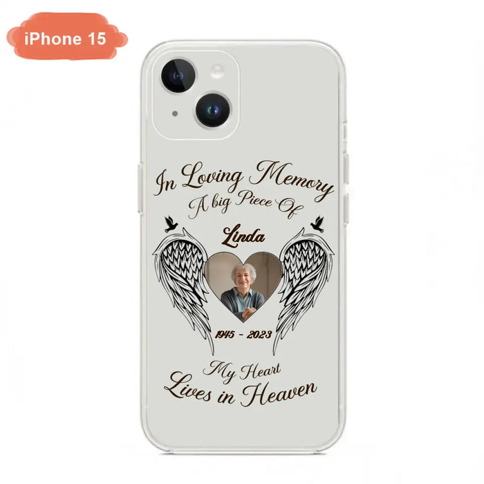 Custom Personalized Memorial Phone Case - Upload Photo - Memorial Gift Idea For Family Member/Pet Lovers - In Loving Memory A Big Piece Of My Heart Lives In Heaven