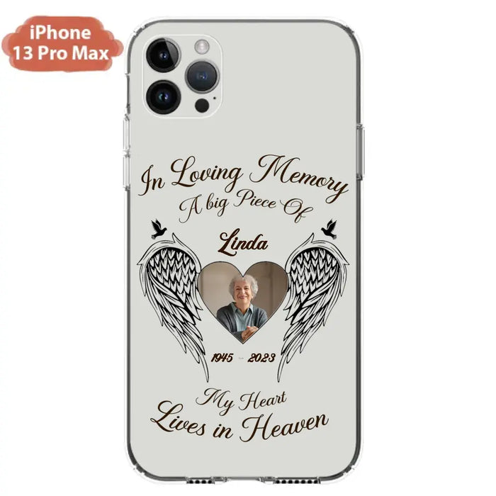 Custom Personalized Memorial Phone Case - Upload Photo - Memorial Gift Idea For Family Member/Pet Lovers - In Loving Memory A Big Piece Of My Heart Lives In Heaven