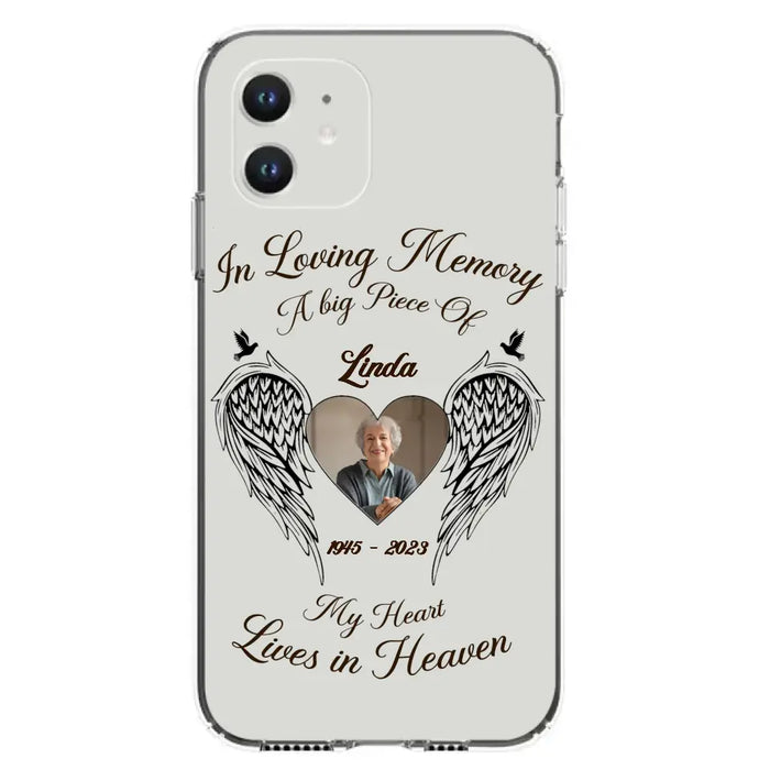 Custom Personalized Memorial Phone Case - Upload Photo - Memorial Gift Idea For Family Member/Pet Lovers - In Loving Memory A Big Piece Of My Heart Lives In Heaven