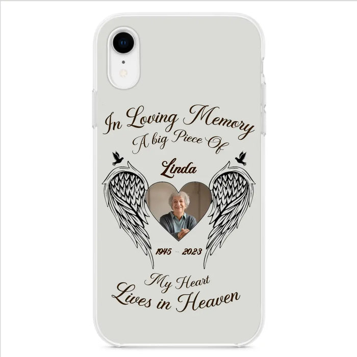 Custom Personalized Memorial Phone Case - Upload Photo - Memorial Gift Idea For Family Member/Pet Lovers - In Loving Memory A Big Piece Of My Heart Lives In Heaven