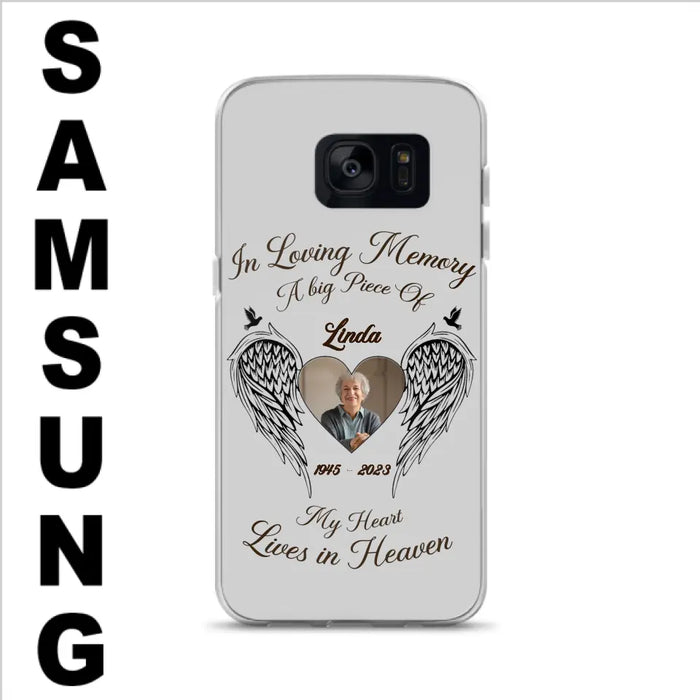 Custom Personalized Memorial Phone Case - Upload Photo - Memorial Gift Idea For Family Member/Pet Lovers - In Loving Memory A Big Piece Of My Heart Lives In Heaven