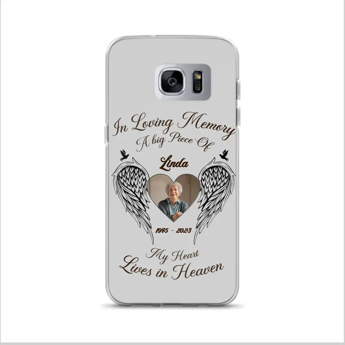 Custom Personalized Memorial Phone Case - Upload Photo - Memorial Gift Idea For Family Member/Pet Lovers - In Loving Memory A Big Piece Of My Heart Lives In Heaven