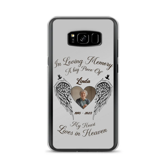 Custom Personalized Memorial Phone Case - Upload Photo - Memorial Gift Idea For Family Member/Pet Lovers - In Loving Memory A Big Piece Of My Heart Lives In Heaven