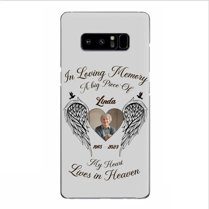 Custom Personalized Memorial Phone Case - Upload Photo - Memorial Gift Idea For Family Member/Pet Lovers - In Loving Memory A Big Piece Of My Heart Lives In Heaven