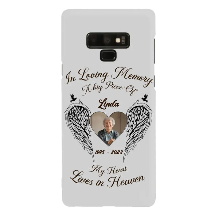 Custom Personalized Memorial Phone Case - Upload Photo - Memorial Gift Idea For Family Member/Pet Lovers - In Loving Memory A Big Piece Of My Heart Lives In Heaven