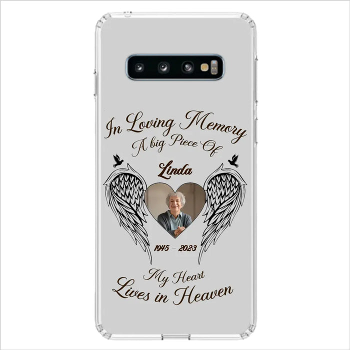 Custom Personalized Memorial Phone Case - Upload Photo - Memorial Gift Idea For Family Member/Pet Lovers - In Loving Memory A Big Piece Of My Heart Lives In Heaven