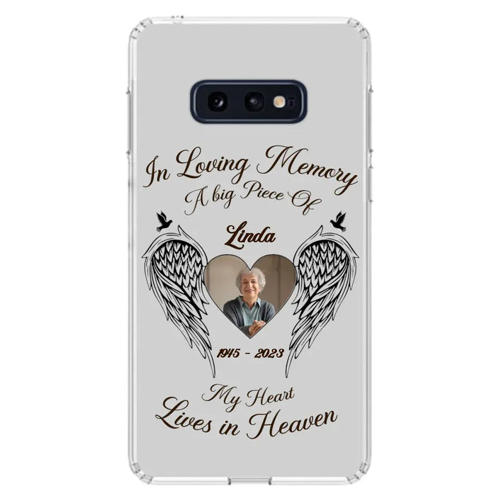 Custom Personalized Memorial Phone Case - Upload Photo - Memorial Gift Idea For Family Member/Pet Lovers - In Loving Memory A Big Piece Of My Heart Lives In Heaven