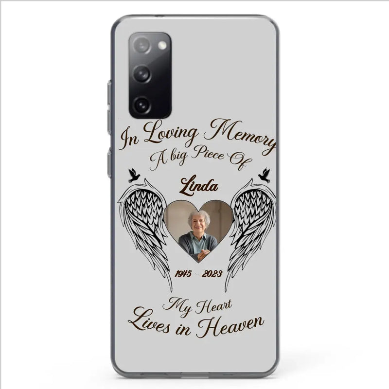 Custom Personalized Memorial Phone Case - Upload Photo - Memorial Gift Idea For Family Member/Pet Lovers - In Loving Memory A Big Piece Of My Heart Lives In Heaven