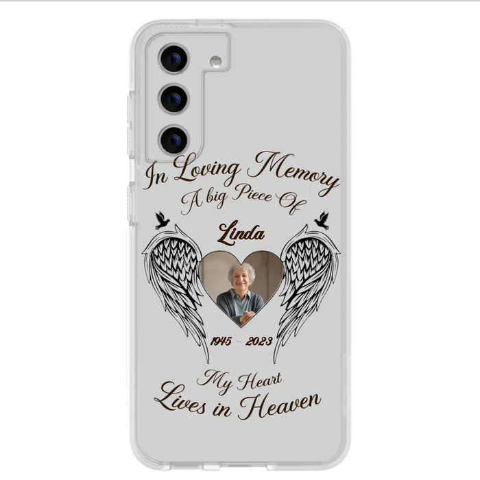 Custom Personalized Memorial Phone Case - Upload Photo - Memorial Gift Idea For Family Member/Pet Lovers - In Loving Memory A Big Piece Of My Heart Lives In Heaven