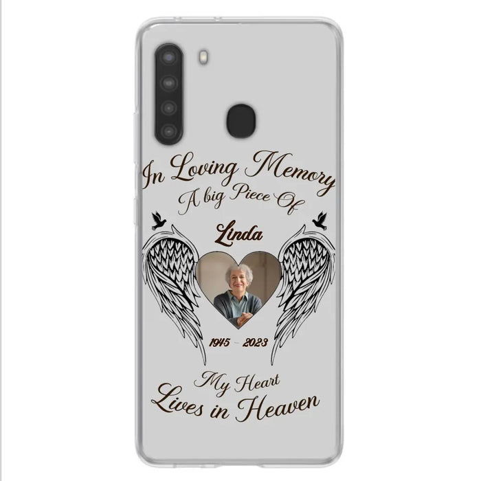 Custom Personalized Memorial Phone Case - Upload Photo - Memorial Gift Idea For Family Member/Pet Lovers - In Loving Memory A Big Piece Of My Heart Lives In Heaven