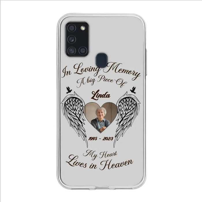 Custom Personalized Memorial Phone Case - Upload Photo - Memorial Gift Idea For Family Member/Pet Lovers - In Loving Memory A Big Piece Of My Heart Lives In Heaven