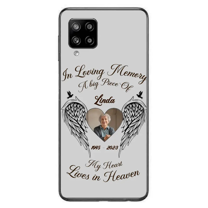 Custom Personalized Memorial Phone Case - Upload Photo - Memorial Gift Idea For Family Member/Pet Lovers - In Loving Memory A Big Piece Of My Heart Lives In Heaven