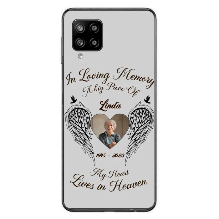 Custom Personalized Memorial Phone Case - Upload Photo - Memorial Gift Idea For Family Member/Pet Lovers - In Loving Memory A Big Piece Of My Heart Lives In Heaven