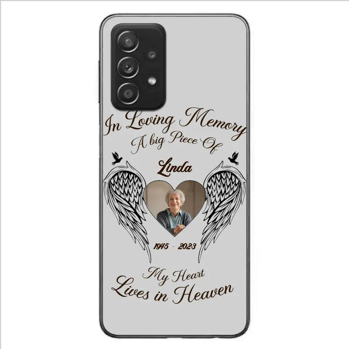 Custom Personalized Memorial Phone Case - Upload Photo - Memorial Gift Idea For Family Member/Pet Lovers - In Loving Memory A Big Piece Of My Heart Lives In Heaven