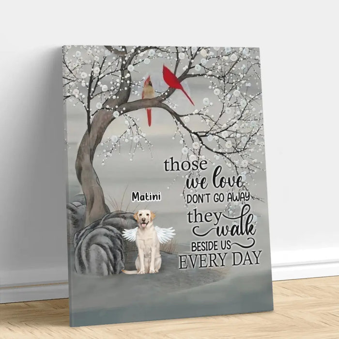 Custom Personalized Memorial Dog Canvas - Memorial Gift For Dog Lovers With Upto 3 Dogs - Those We Love Don't Go Away They Walk Beside Us