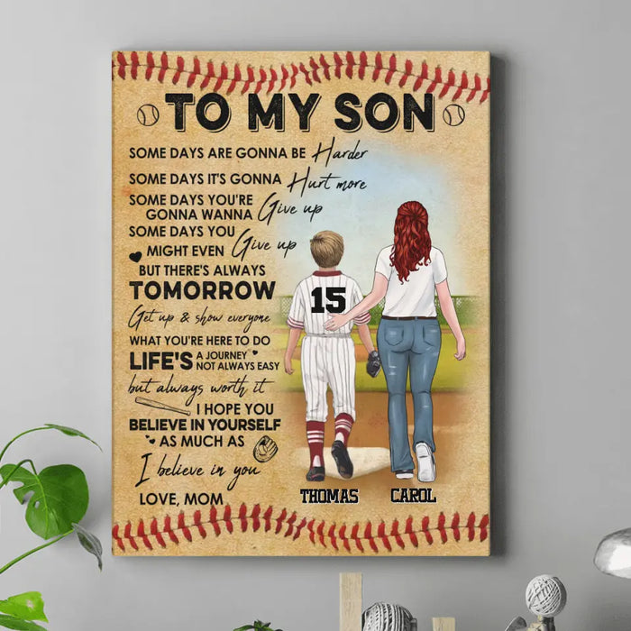 Custom Personalized Baseball Canvas - Christmas/Birthday Gift Idea For Son - To My Son