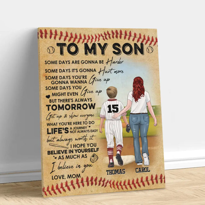 Custom Personalized Baseball Canvas - Christmas/Birthday Gift Idea For Son - To My Son