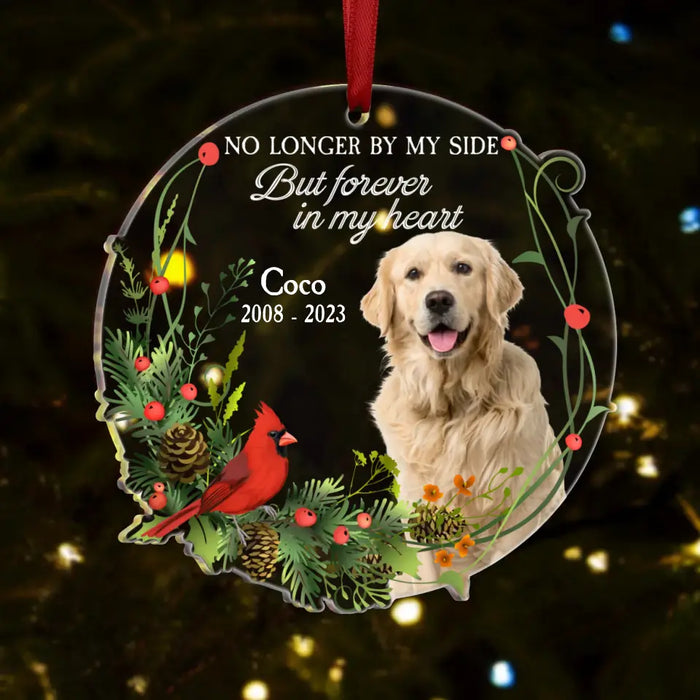 Custom Personalized Memorial Acrylic Ornament - Upload Photo - Memorial Gift Idea for Christmas/ Pet Lover - No Longer By My Side But Forever In My Heart