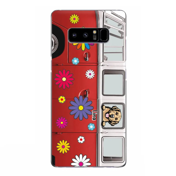 Custom Personalized Campervan Hippie And Pet Phone Case - Upto 3 Pets - Gift Idea For Dog/ Cat Lover - Case For iPhone And Samsung