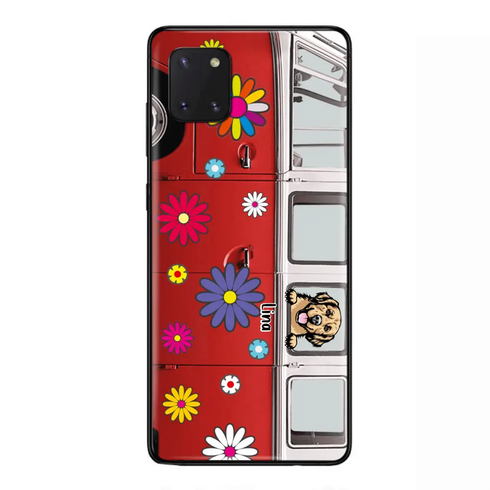 Custom Personalized Campervan Hippie And Pet Phone Case - Upto 3 Pets - Gift Idea For Dog/ Cat Lover - Case For iPhone And Samsung