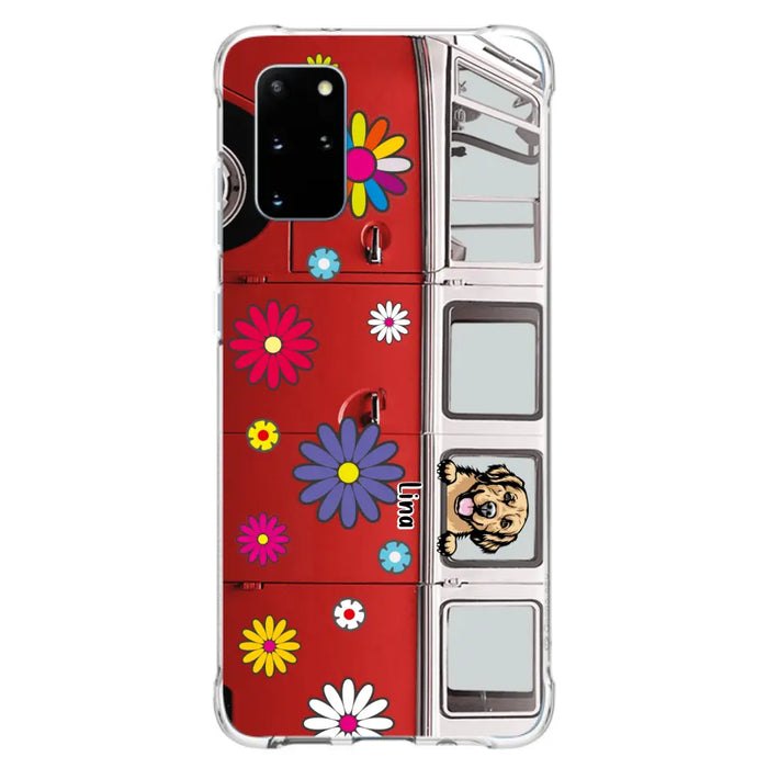 Custom Personalized Campervan Hippie And Pet Phone Case - Upto 3 Pets - Gift Idea For Dog/ Cat Lover - Case For iPhone And Samsung