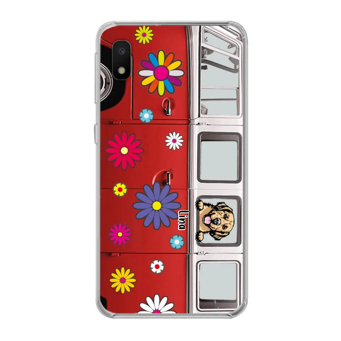 Custom Personalized Campervan Hippie And Pet Phone Case - Upto 3 Pets - Gift Idea For Dog/ Cat Lover - Case For iPhone And Samsung