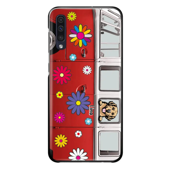 Custom Personalized Campervan Hippie And Pet Phone Case - Upto 3 Pets - Gift Idea For Dog/ Cat Lover - Case For iPhone And Samsung