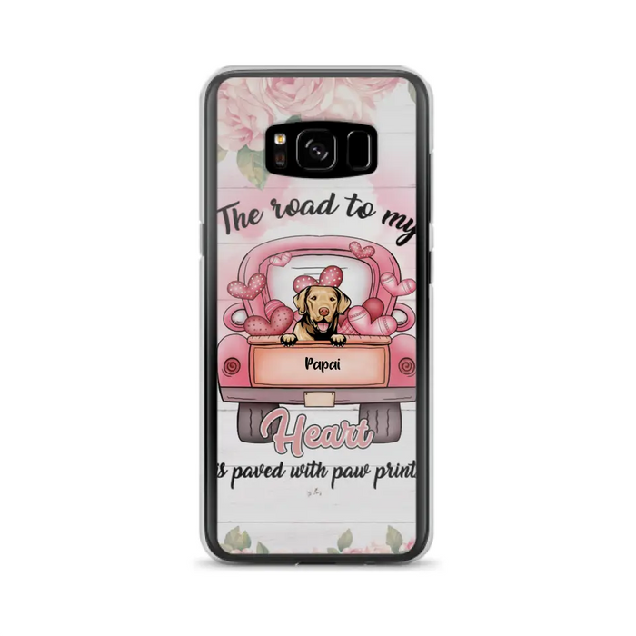 Custom Personalized Dog Phone Case - Best Gifts For Dog Lovers With Upto 5 Dogs - The Road To My Heart Is Paved With Paw Prints