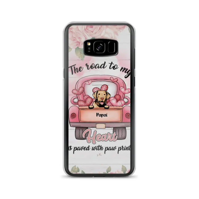 Custom Personalized Dog Phone Case - Best Gifts For Dog Lovers With Upto 5 Dogs - The Road To My Heart Is Paved With Paw Prints