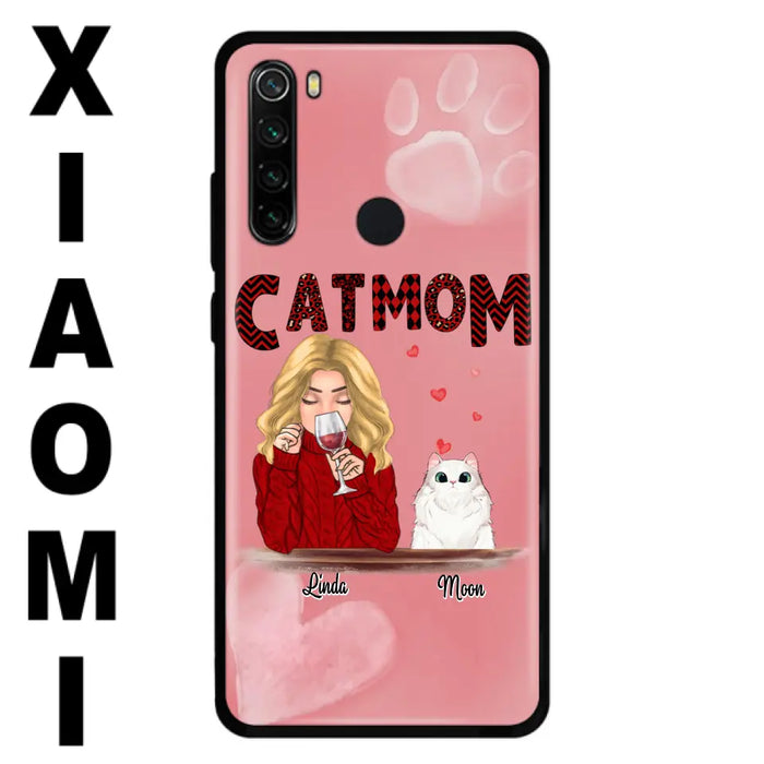 Custom Personalized Pet Mom Phone Case - Pet Mom With Wine And Upto 4 Pets - Case For iPhone, Samsung and Xiaomi