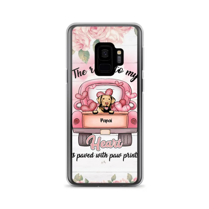 Custom Personalized Dog Phone Case - Best Gifts For Dog Lovers With Upto 5 Dogs - The Road To My Heart Is Paved With Paw Prints