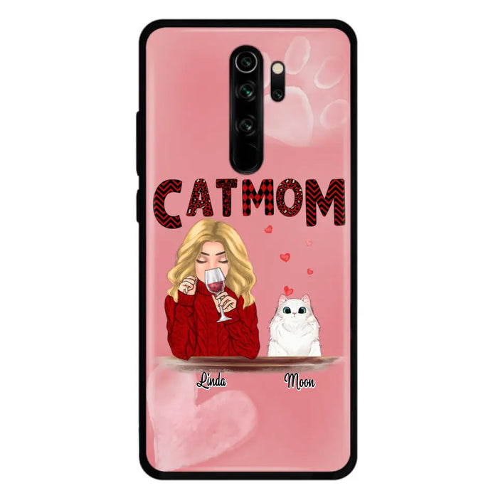 Custom Personalized Pet Mom Phone Case - Pet Mom With Wine And Upto 4 Pets - Case For iPhone, Samsung and Xiaomi