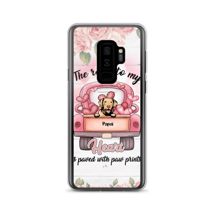 Custom Personalized Dog Phone Case - Best Gifts For Dog Lovers With Upto 5 Dogs - The Road To My Heart Is Paved With Paw Prints