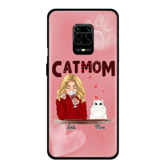 Custom Personalized Pet Mom Phone Case - Pet Mom With Wine And Upto 4 Pets - Case For iPhone, Samsung and Xiaomi