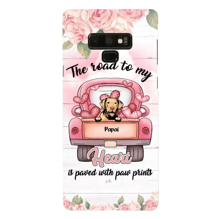 Custom Personalized Dog Phone Case - Best Gifts For Dog Lovers With Upto 5 Dogs - The Road To My Heart Is Paved With Paw Prints