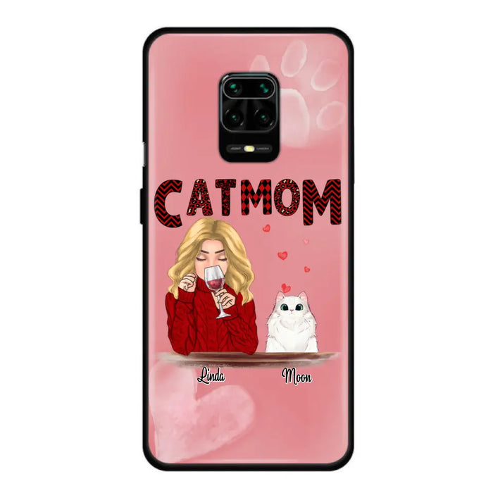 Custom Personalized Pet Mom Phone Case - Pet Mom With Wine And Upto 4 Pets - Case For iPhone, Samsung and Xiaomi